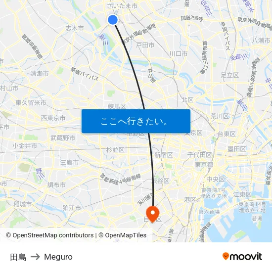田島 to Meguro map