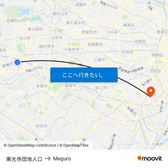 東光寺団地入口 to Meguro map