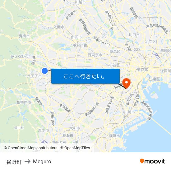 谷野町 to Meguro map