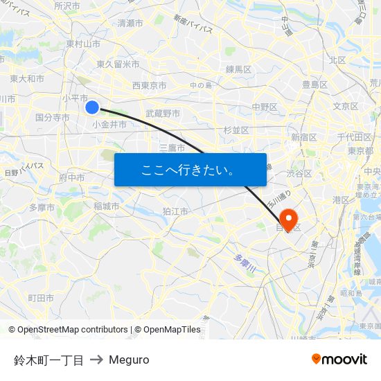 鈴木町一丁目 to Meguro map