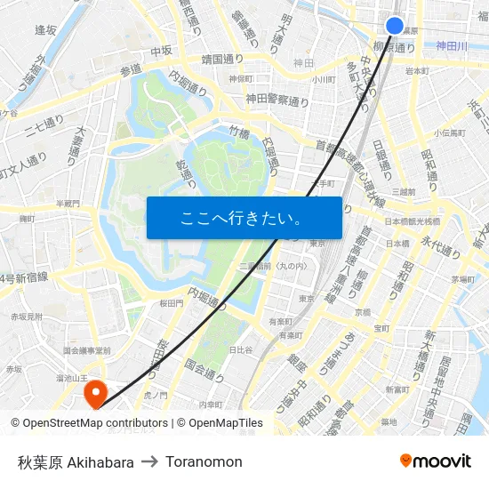 秋葉原 Akihabara to Toranomon map