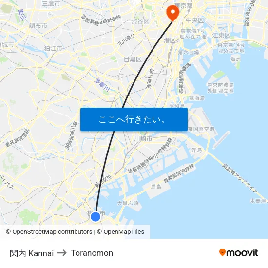 関内 Kannai to Toranomon map