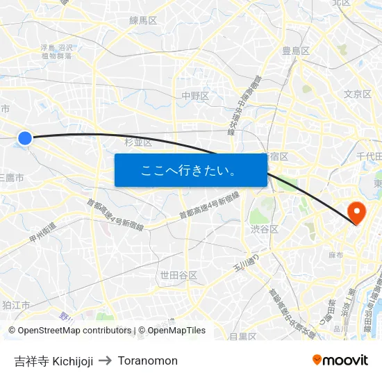 吉祥寺 Kichijoji to Toranomon map