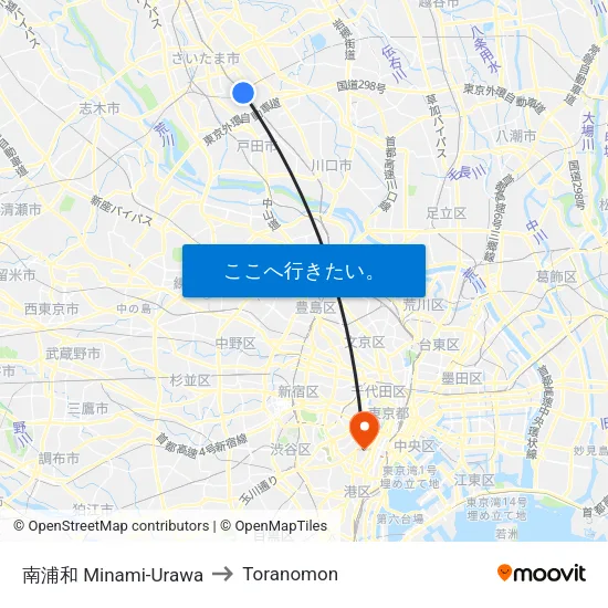 南浦和 Minami-Urawa to Toranomon map