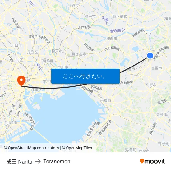 成田 Narita to Toranomon map