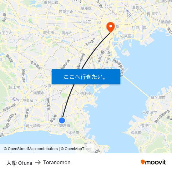 大船 Ofuna to Toranomon map