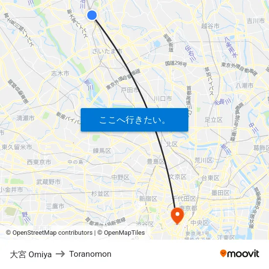 大宮 Omiya to Toranomon map