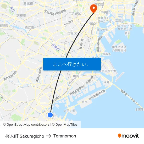 桜木町 Sakuragicho to Toranomon map