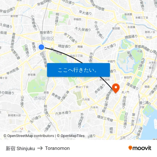 新宿 Shinjuku to Toranomon map