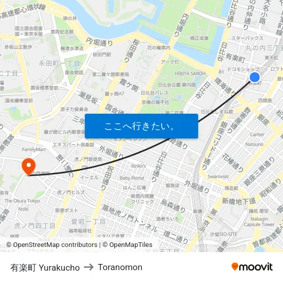 有楽町 Yurakucho to Toranomon map