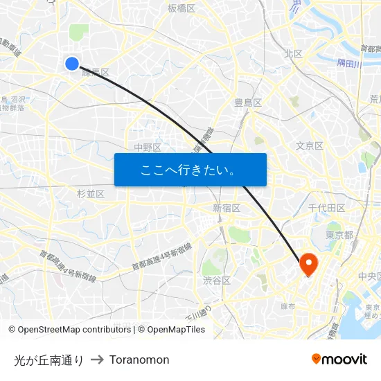 光が丘南通り to Toranomon map