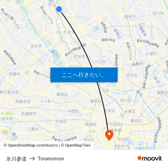 氷川参道 to Toranomon map