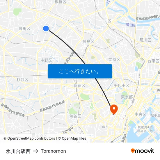 氷川台駅西 to Toranomon map