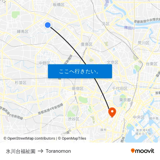 氷川台福祉園 to Toranomon map