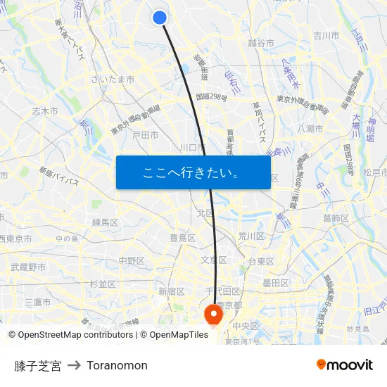 膝子芝宮 to Toranomon map