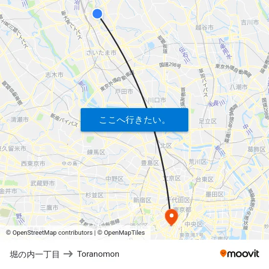 堀の内一丁目 to Toranomon map