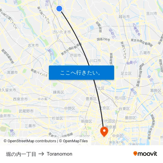 堀の内一丁目 to Toranomon map