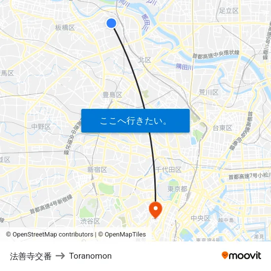 法善寺交番 to Toranomon map