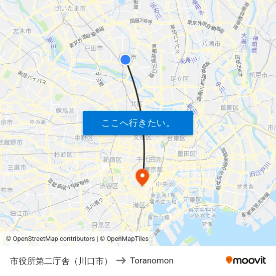 市役所第二庁舎（川口市） to Toranomon map