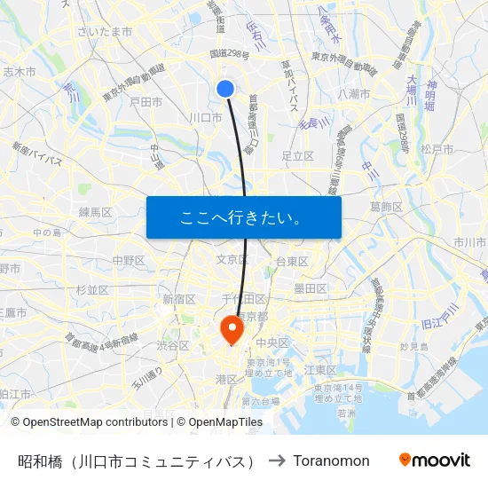 昭和橋（川口市コミュニティバス） to Toranomon map