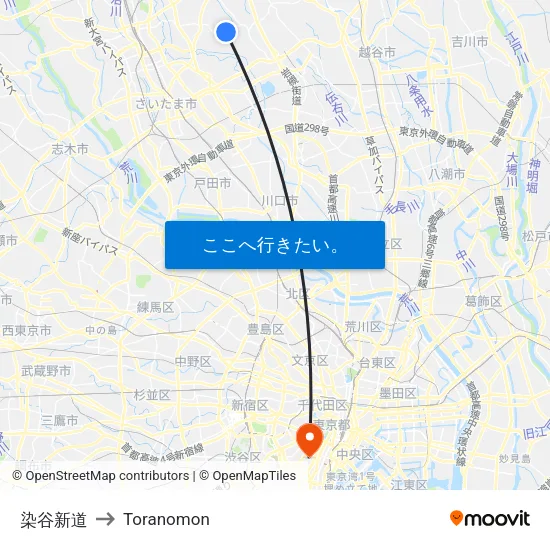 染谷新道 to Toranomon map