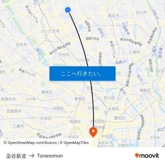 染谷新道 to Toranomon map