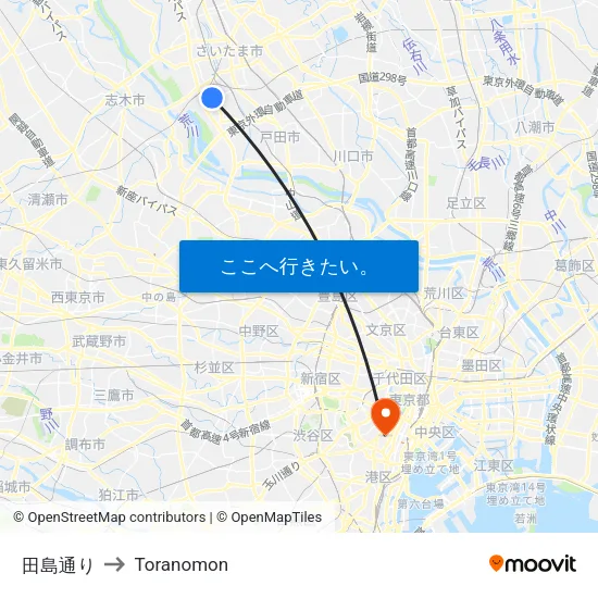 田島通り to Toranomon map