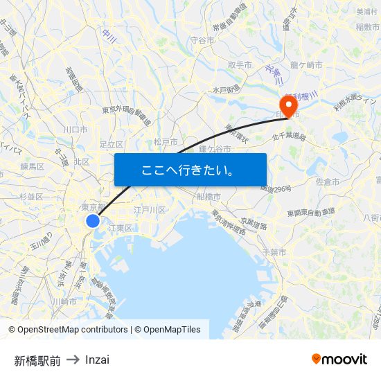 新橋駅前 to Inzai map