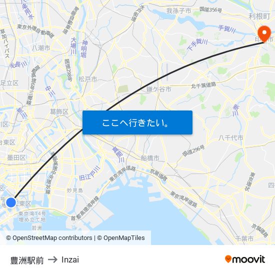 豊洲駅前 to Inzai map