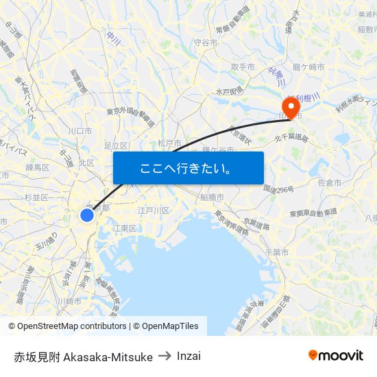 赤坂見附 Akasaka-Mitsuke to Inzai map