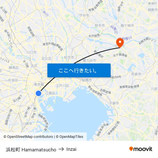 浜松町 Hamamatsucho to Inzai map