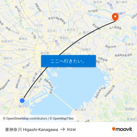 東神奈川 Higashi-Kanagawa to Inzai map