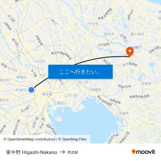東中野 Higashi-Nakano to Inzai map
