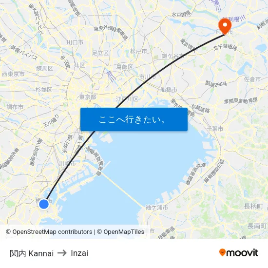 関内 Kannai to Inzai map