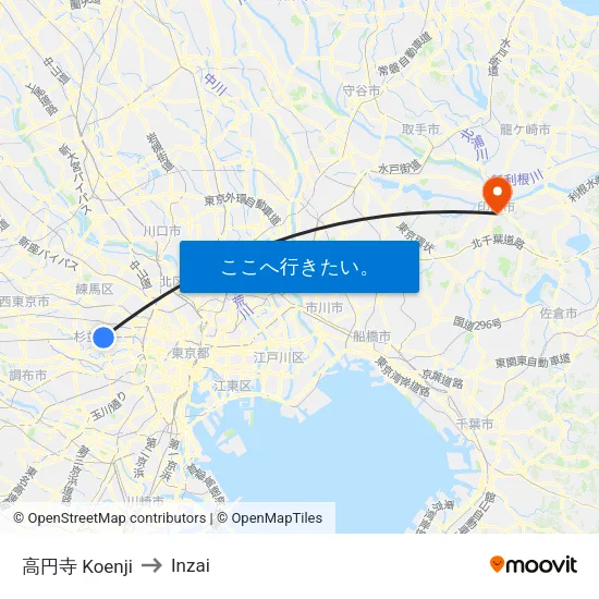 高円寺 Koenji to Inzai map