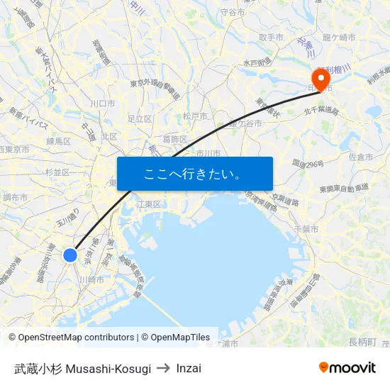 武蔵小杉 Musashi-Kosugi to Inzai map