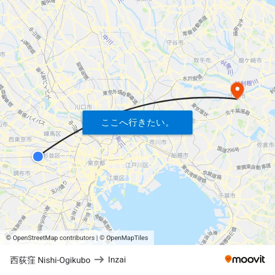 西荻窪 Nishi-Ogikubo to Inzai map
