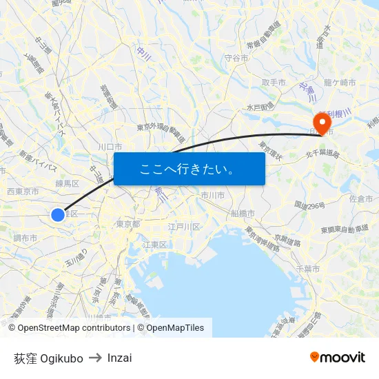荻窪 Ogikubo to Inzai map