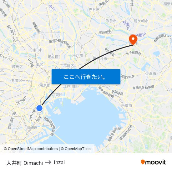 大井町 Oimachi to Inzai map