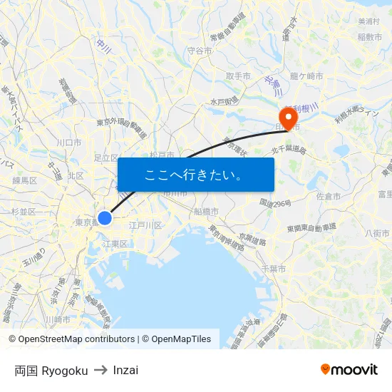 両国 Ryogoku to Inzai map