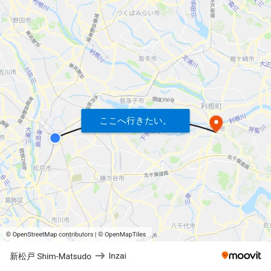 新松戸 Shim-Matsudo to Inzai map
