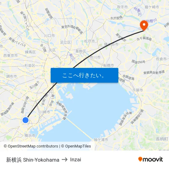 新横浜 Shin-Yokohama to Inzai map