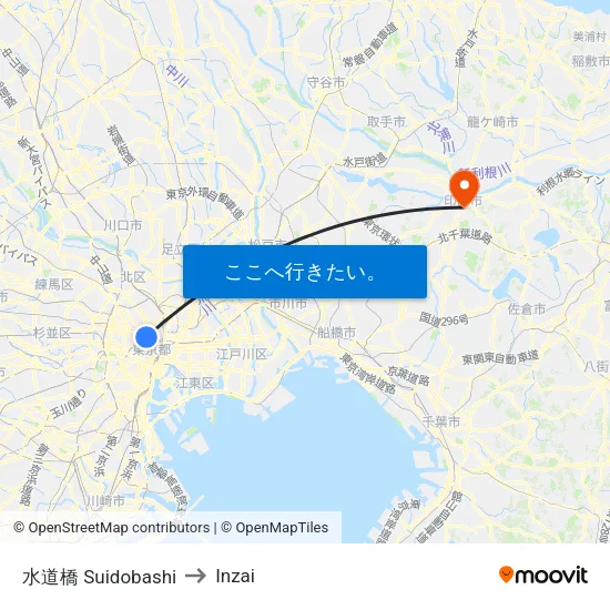水道橋 Suidobashi to Inzai map