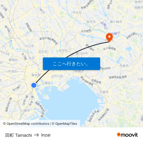 田町 Tamachi to Inzai map