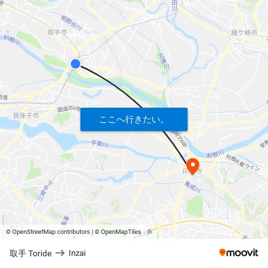 取手 Toride to Inzai map