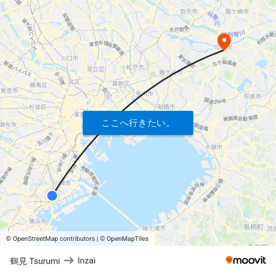 鶴見 Tsurumi to Inzai map