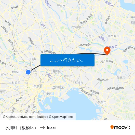 氷川町（板橋区） to Inzai map