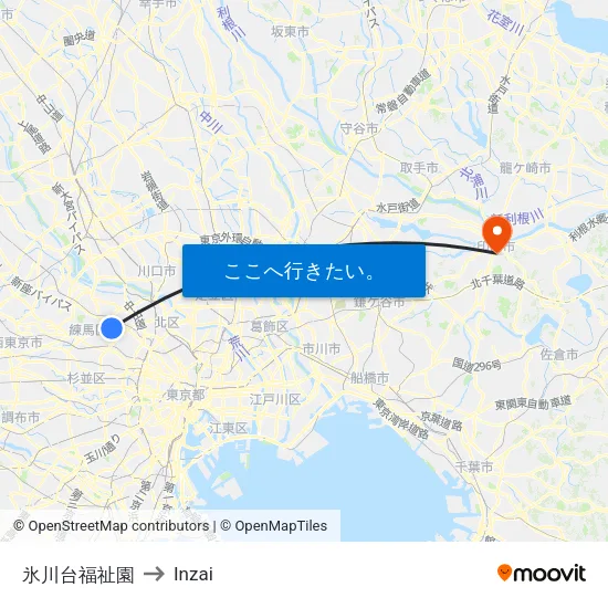 氷川台福祉園 to Inzai map