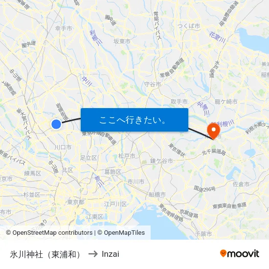 氷川神社（東浦和） to Inzai map