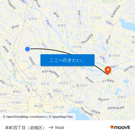 本町四丁目（岩槻区） to Inzai map